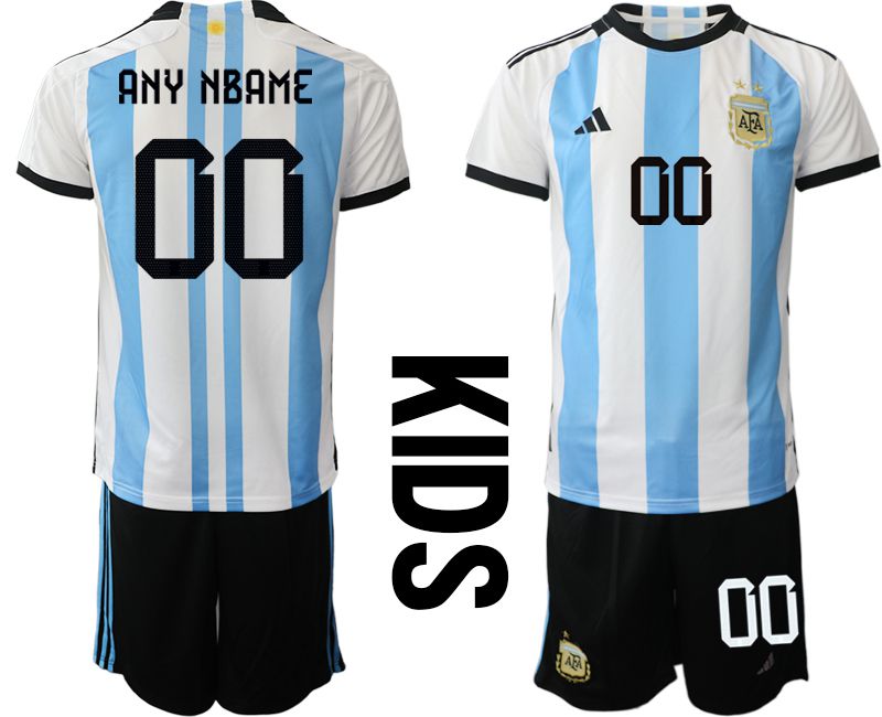 Youth 2022 World Cup National Team Argentina home white customized Soccer Jerseys